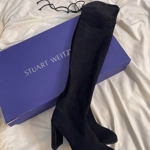Stuart Weitzman black suede hiline boots
